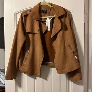 Tahari faux suede moto jacket